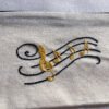 Music notes embroidred pen case