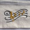 Music notes embroidred pen case