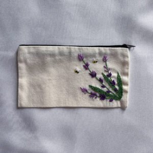 Lavender embroidered pen case