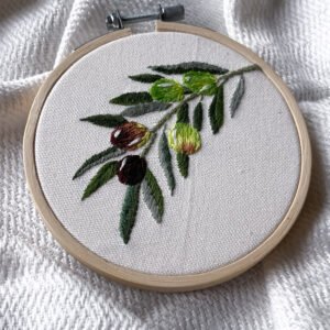 Olive branch embroidery hoop 🫒