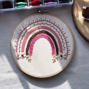 Pink rainbow embroidery hoop 🌈