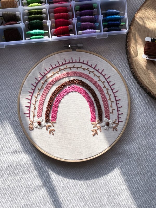 Pink rainbow embroidery hoop 🌈