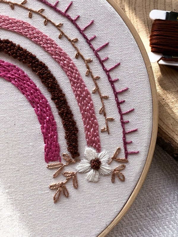 Pink rainbow embroidery hoop 🌈