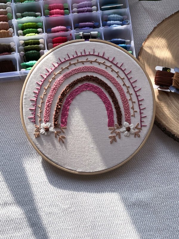 Pink rainbow embroidery hoop 🌈