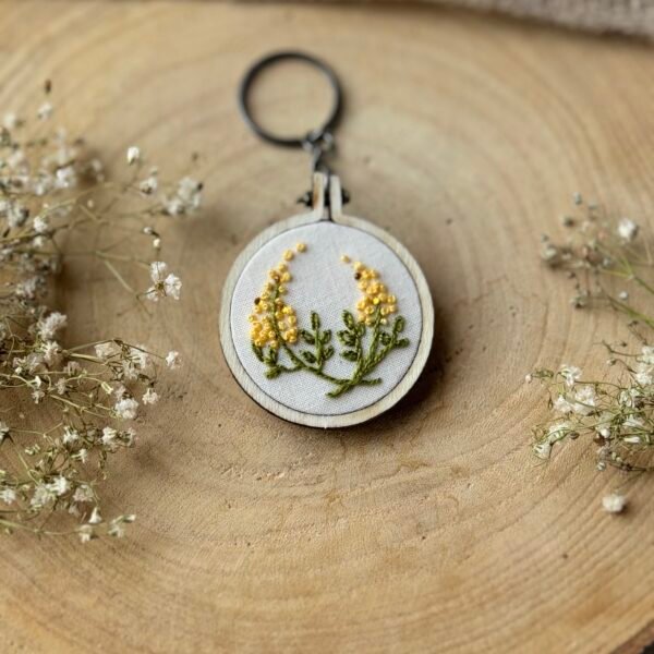 IMG_0539 Mimosa embroidered mini hoop keychain