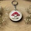 Mushroom embroidered mini hoop keychain