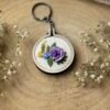 Rose embroidered mini hoop keychain