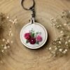 Roses embroidered mini hoop keychain