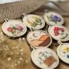 Rose embroidered mini hoop keychain