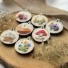 Rose embroidered mini hoop keychain