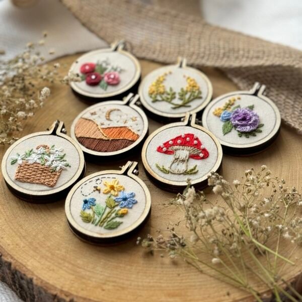 IMG_0623 Rose embroidered mini hoop keychain