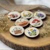 Rose embroidered mini hoop keychain