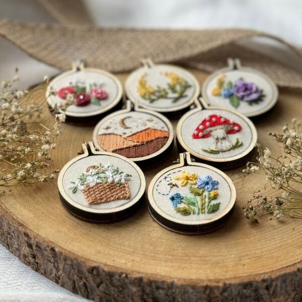 IMG_0632 Rose embroidered mini hoop keychain